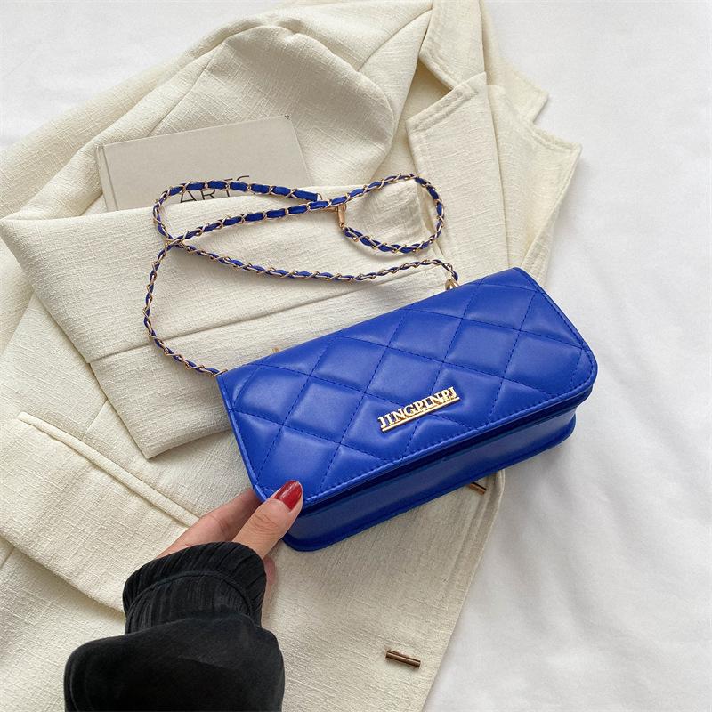 

Ромбовидная вышивальная нить универсальная цепочка маленькая сумка женская текстурная однотонная на плечо сумка-мессенджер 2025 маленькая квадратная сумка синий