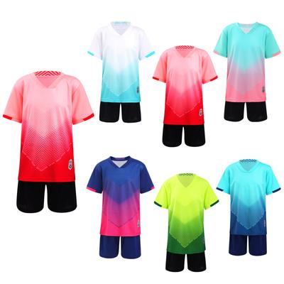 Kids Boys Football Uniform Quick Drying Soccer Training Outfit Short Sleeve T-shirt with Shorts