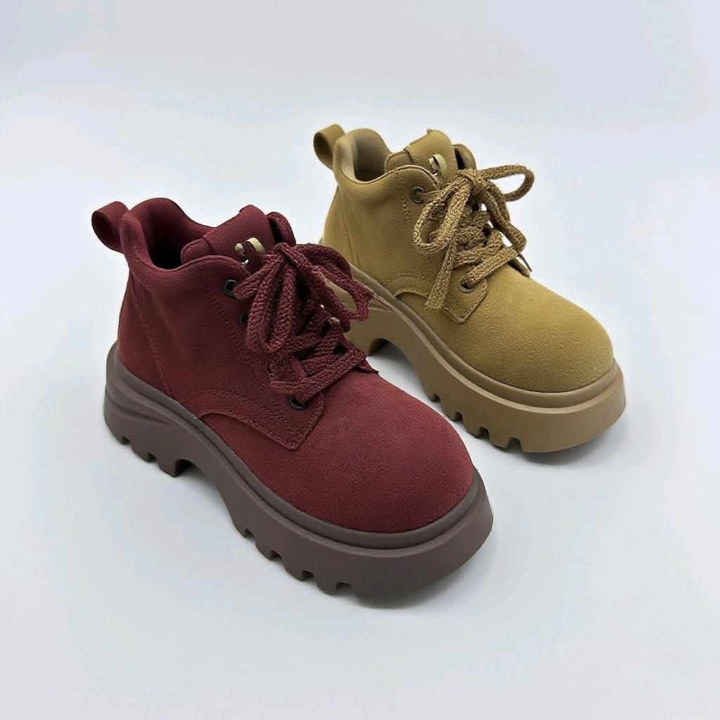 British Style 2025 Autumn New Fashion Versatile Explosion Internet Celebrities with the Same Heightening Retro Fashion Short Boots Martin Boots