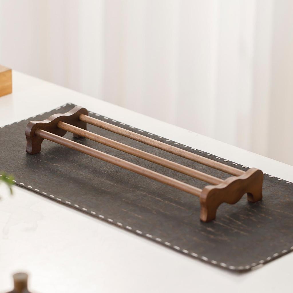 Carbonized Black Walnut Tea Cup Drying & Storage Rack - Kung Fu Tea Set Accessory