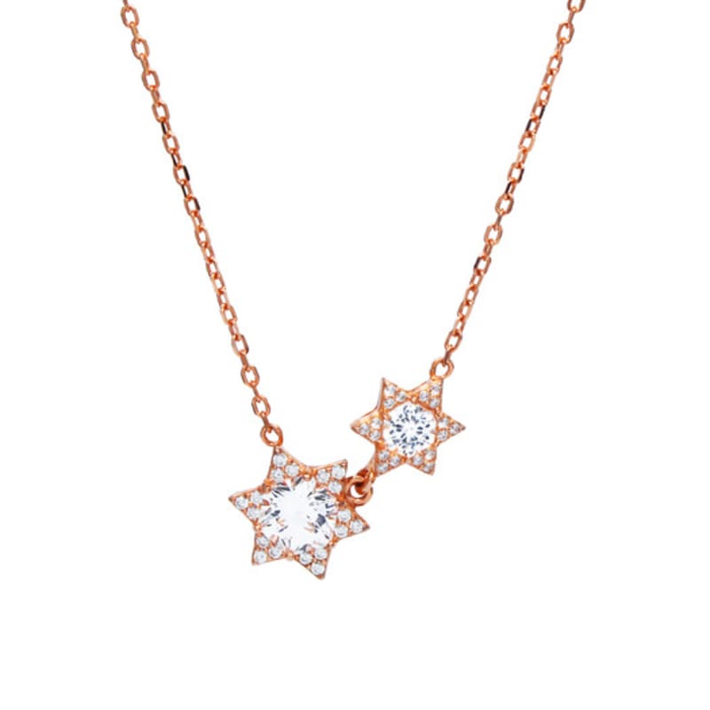 TARI MACOI Silver Two Star Necklace - Rosegold