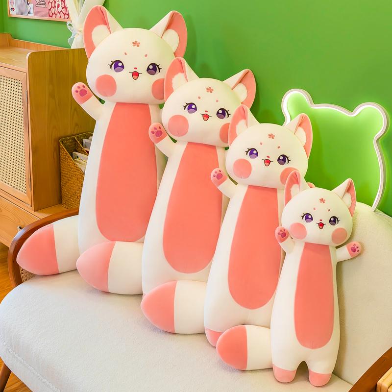 70-130cm  Kawaii Cat Red Fox Plush Toy Soft Animal Toys Stuffed Cat Long Pillow Cushion Birthday Gifts