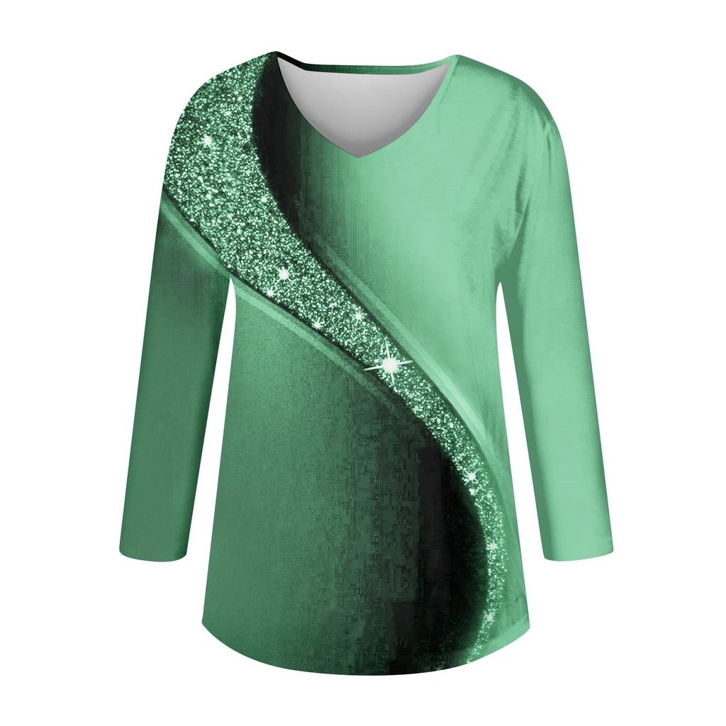 3/4 Sleeve Shirts For Women Retro Print Graphic Tees Blouses Casual Plus Size Basic Tops Pullover
