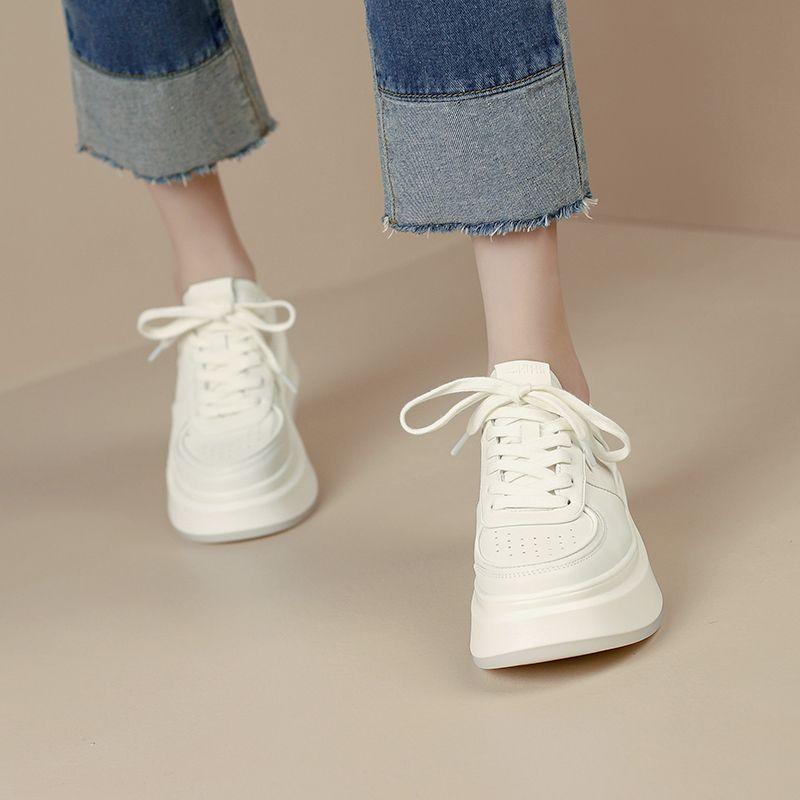 Raise the Bottom White Shoes Women's Spring and Autumn New Versatile Platform Casual Sneaker Fashion Clunky Sneakers