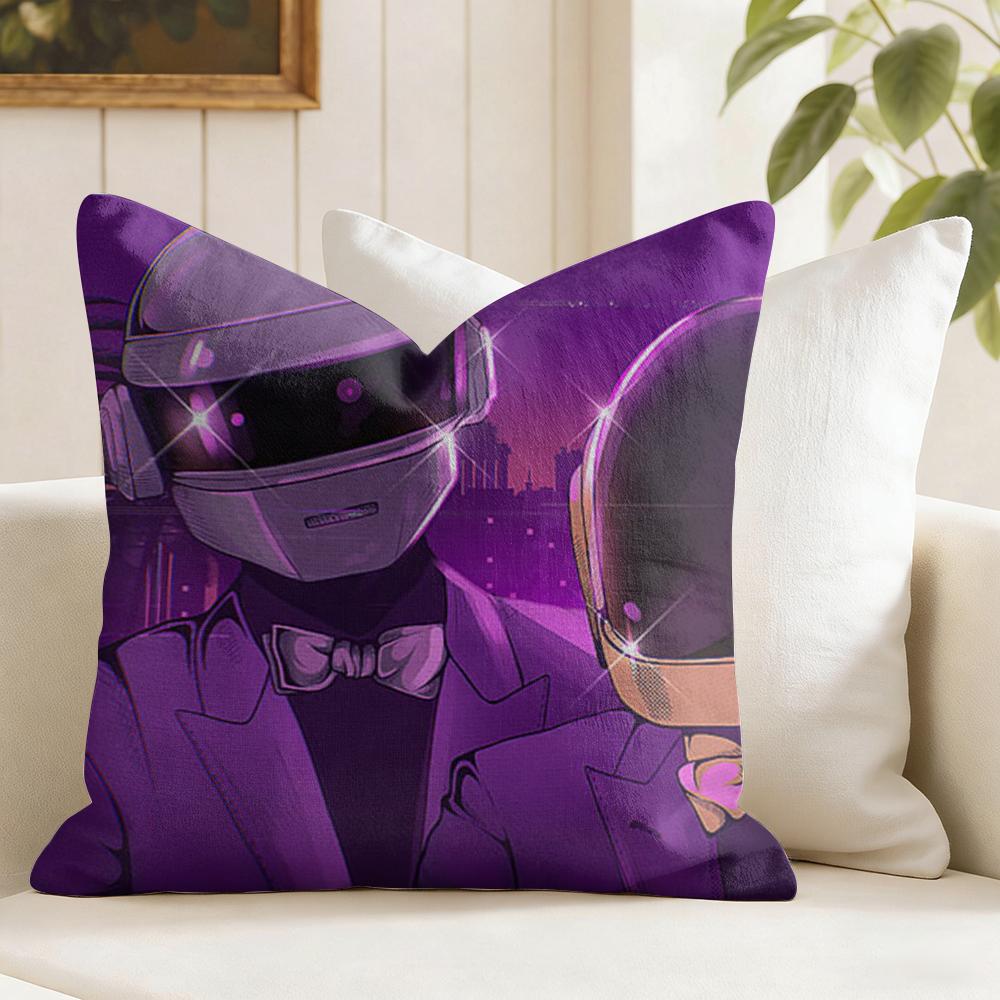 DDaft PPunk Helmet Super Cushion Cover Eco Linen Pillow Case DoubleSided Print Breathable Durable Zipper Home Decor Gift