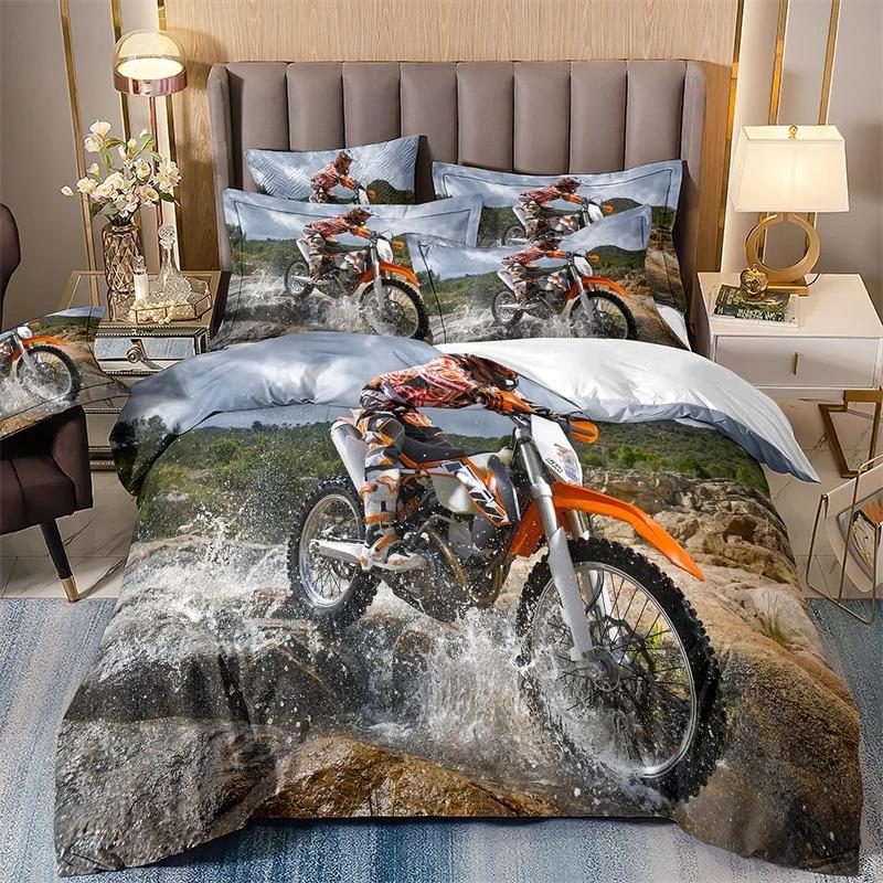 Galaxy Starry Sky Duvet Cover Set for Boys, Speed Rider, Super Cool, Racing Car Comforter, Bedding Sets for Men, Teen, Queen Siz