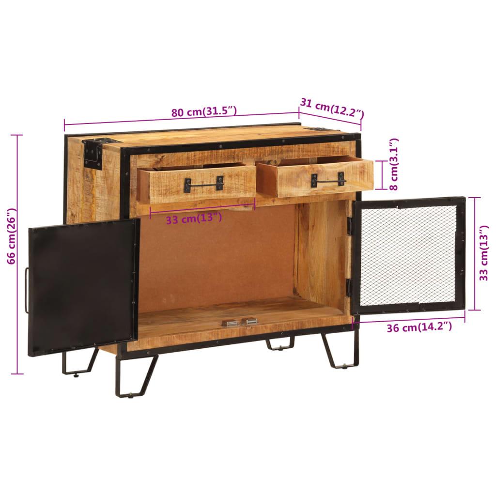 Sideboard 80x31x66 cm Solid Rough Mango Wood and Metal