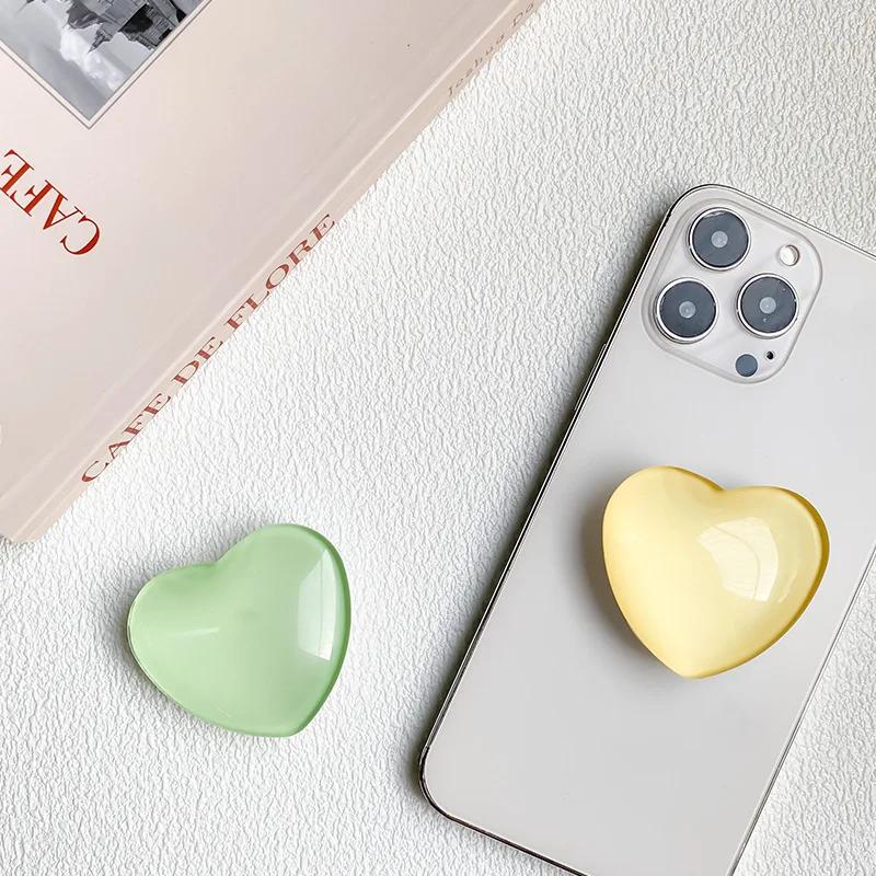Cute 1D Glossy Love Heart Phone Holder Finger Grip Tok Bracket For iPhone 11Pro Samsung Universal Folding Stand Griptok posocket