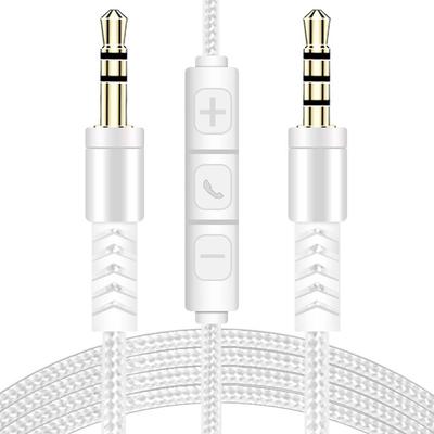 3.5mm To Jack 3.5mm With Mic Nylon Braid Volume Control Gold-plated Plug Audio Cable Audio Wire Car Aux Cord Aux Cable