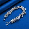 925 Sterling Silver 8-inch Chinese Loong Chain Bracelet Fashion Accessories Wedding Jewelry for Men and Women's Party