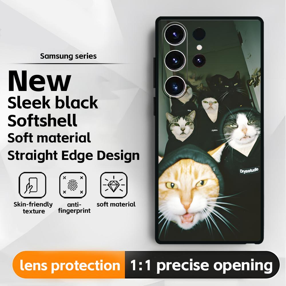 Funny Cat Memes Phone Case For Samsung Galaxy S26 S25 S24 S23 S22 S21 Plus Ultra Note20 Soft Black