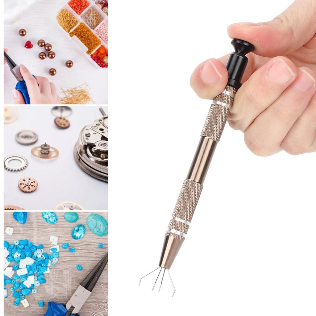 4 Prong   Holder Portable Alloy Beads Parts Tweezers Grabber Watch Repair Tool Accessory