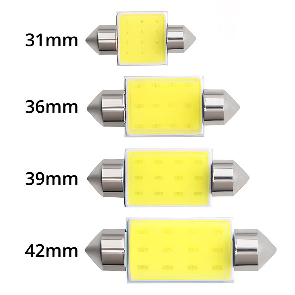 2PCS White Cob 12Led Festoon Dome Lights Reading Lamp 31mm 36mm 39mm 41mm C5W C10W Auto Led Door Backup Bulb Tail Bulbs DC 12V Trunk