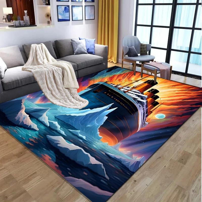 RMS Titanic Pattern Rug, Indoor/Outdoor Mat, for Picnic, Gameroom, Bedroom, Office, Living Room, Home Decor Carpet, Birthday Gift