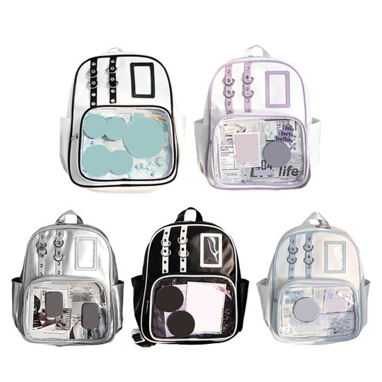 Ita Backpack Clear Anime Badge Display Backpack Teens Manga Merchandise Collectibles Holder Backpack with Front Window for Anime Exhibitions