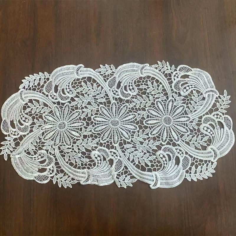 Urskuren spets bordslöpare koppunderlägg blommig broderad bordsduk återanvändbar elegant bordsunderlägg duk bordsduk porslin heminredning