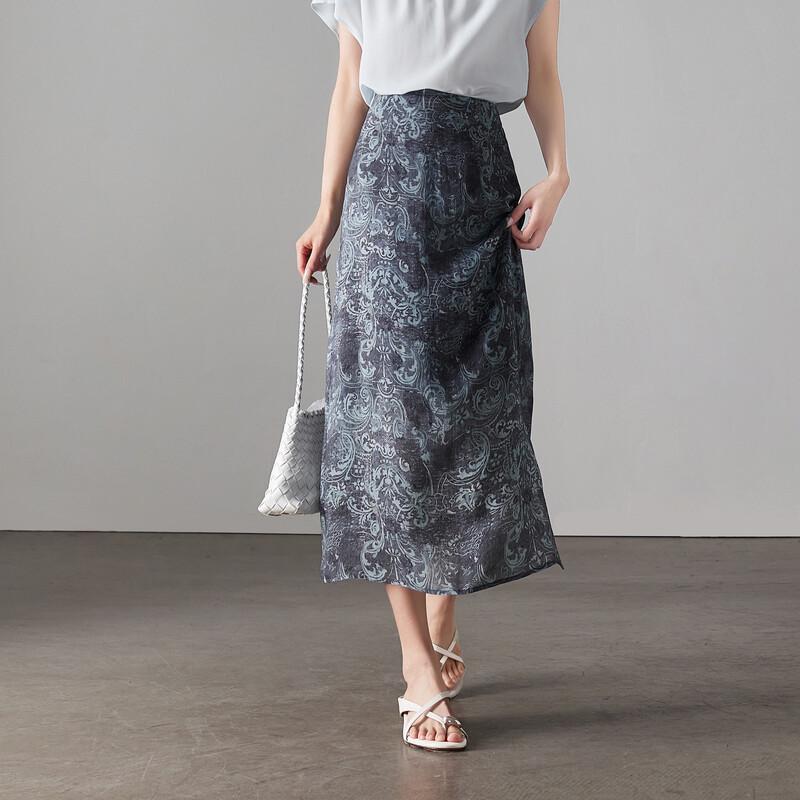 SOFSIL Women s Vintage Print High-Waist A-Line Midi Skirt M