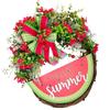 Summer Logo Wreath Watermelon Plaque Porch Decor, Summer Logo with Plastic Leaves Summer Home Farmhouse Porch Garden Patio Decor