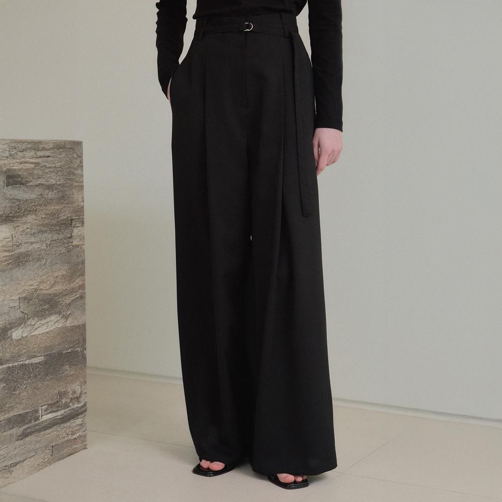 MOMET Knotting Belt Wide Pants Black
