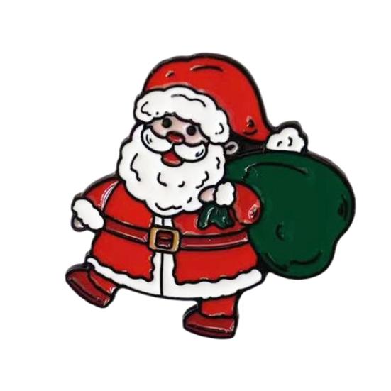 Christmas Santa Claus Brooch, Cartoon Xmas Tree Bell Stocking Gift Bag Enamel Pin, Badge Pin for Clothes Bag Hat Scarf Suit
