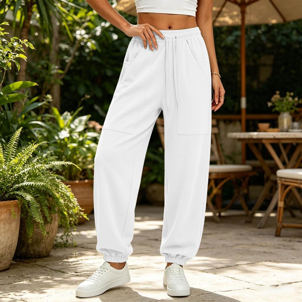 Women's Color High-Waist Loose Fit Sweatpants for Casual and Sporty Wear