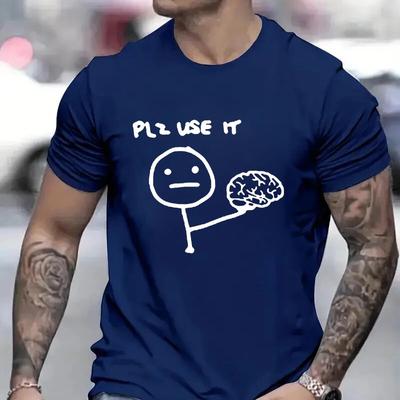 Proszę Użyj TEGO Śmieszne Męskie Koszulki Sarkazm Mózg Streetwear Moda Graficzne Y2k Góry Krótki Rękaw Koszulki Humor Żart Męskie Ubrania