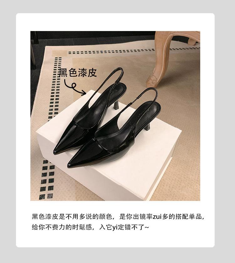 2025 spring and summer daughter temperament pointed head shallow mouth empty high heels leopard print women's single shoes bag head sandals 6cm shoes