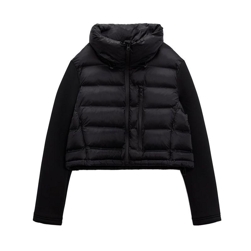 

Za Fall and Winter New Arrival Women s Short Stand-up Collar Cotton-Padded Clothes Black Panel Cotton Jacket Outwear 3427809 Black L
