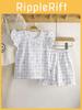 Childrens Girl Homewear Set With Short Sleeve Top And Shorts For Summer Playtime