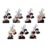 7ks Klíčenka s dvojitým přívěskem BTS Uniforma, Bangtan Boys Fotka & Kreslený Klíčenka, Kpop Idol Přívěsek na Tašku pro Fanoušky ARMY(Jin RM Suga Jimin V J-Hope Jungkook)