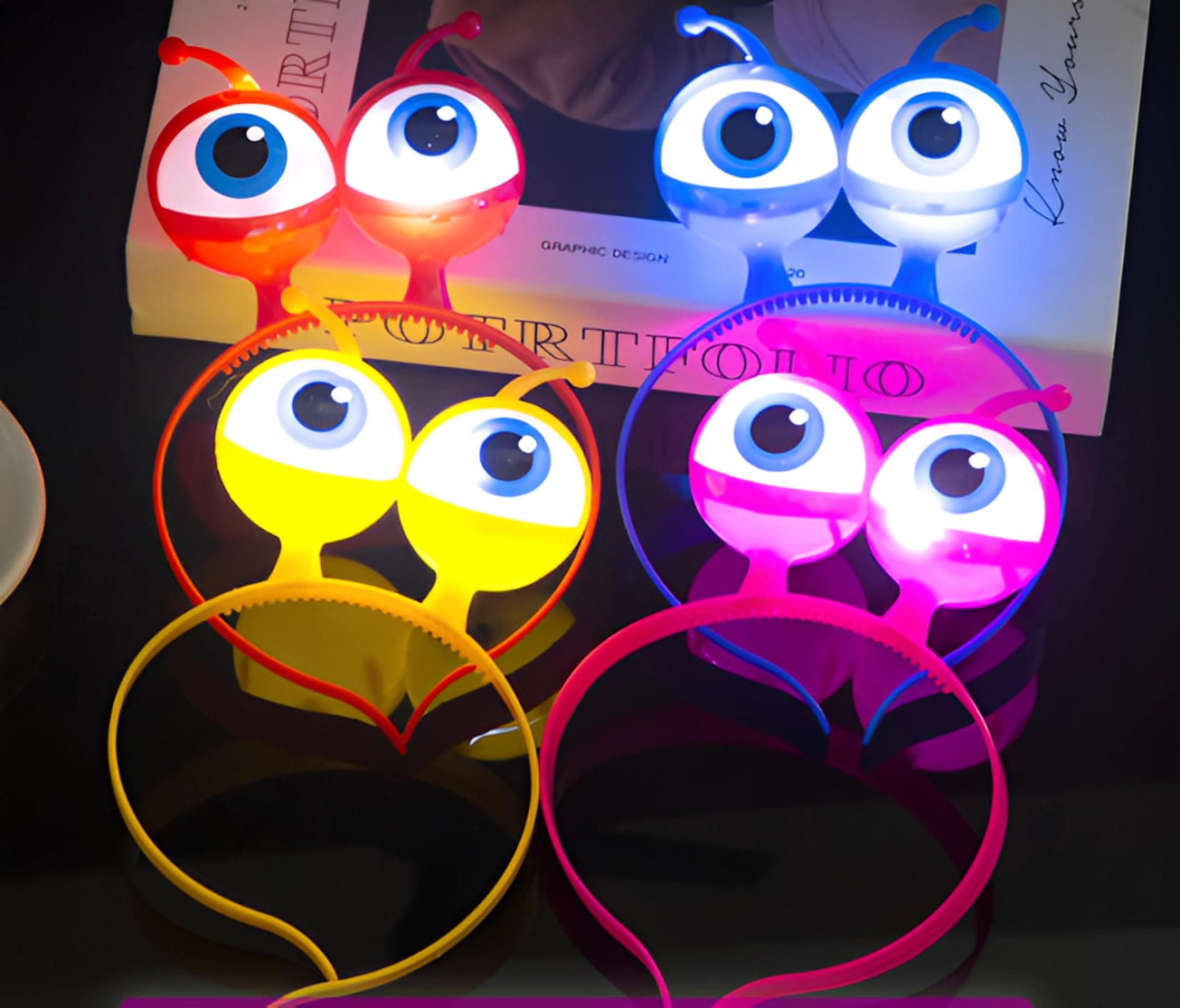 

Светящийся ободок Глазное яблоко Светящийся аксессуар для волос Светящаяся игрушка Летний фестиваль Хэллоуин Приз Работает от батареек из 4 в 4 и [Boono] (Набор цветов Красный,