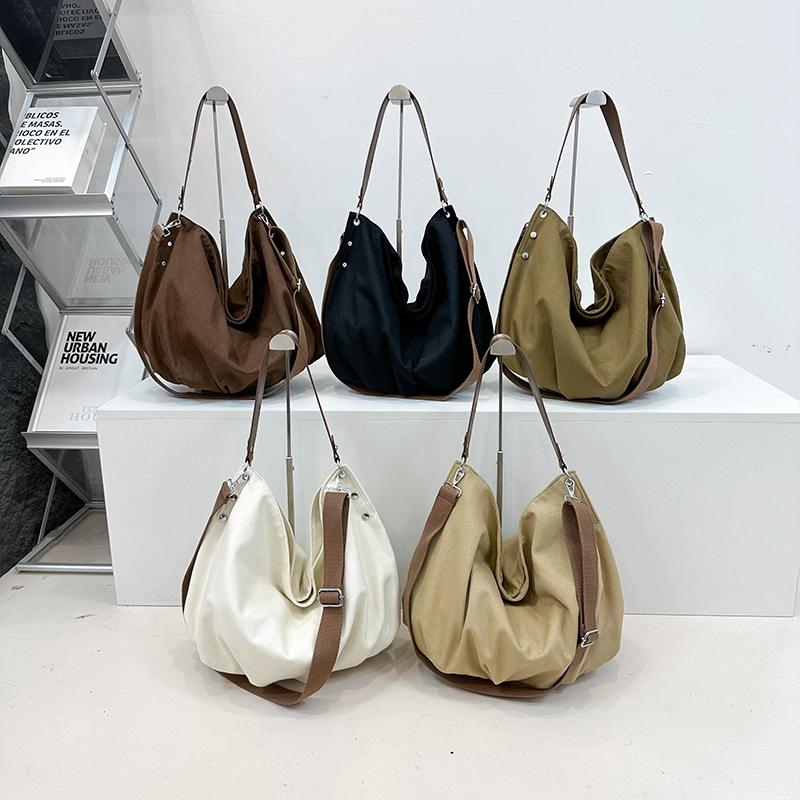 CANVAS Solid Color Zipper Casual Tote 2026 Classic Simple Versatile Shoulder Bags Four Seass Daily Commute Women's Handbags