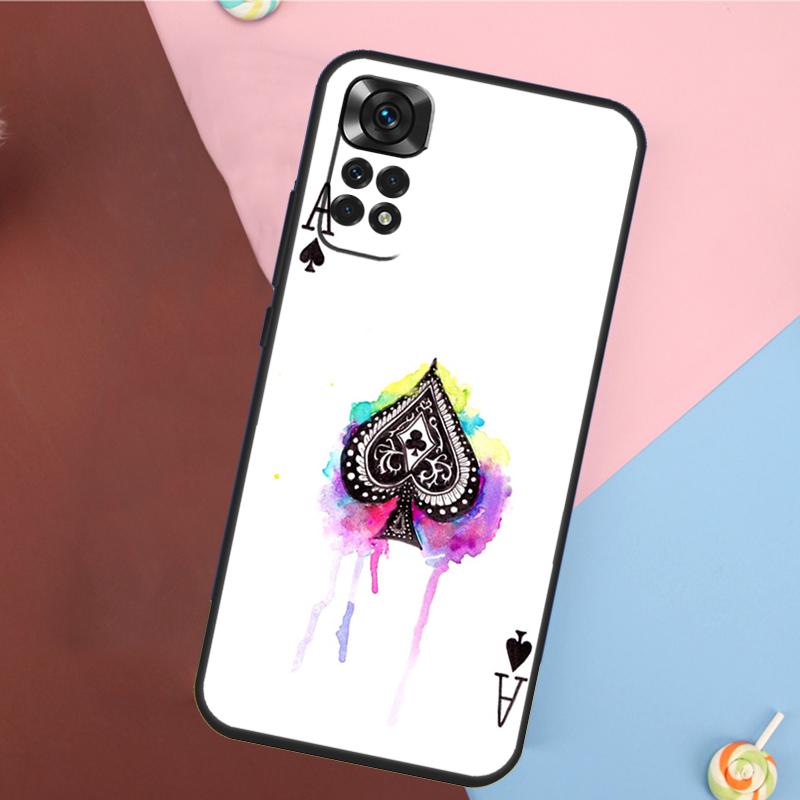 Ace of spades Poker Card Cover For Xiaomi Redmi Note 13 Pro 14 12 11 9 10 9S 10S 11S 12S Redmi 14C 10C 12C 13C Case