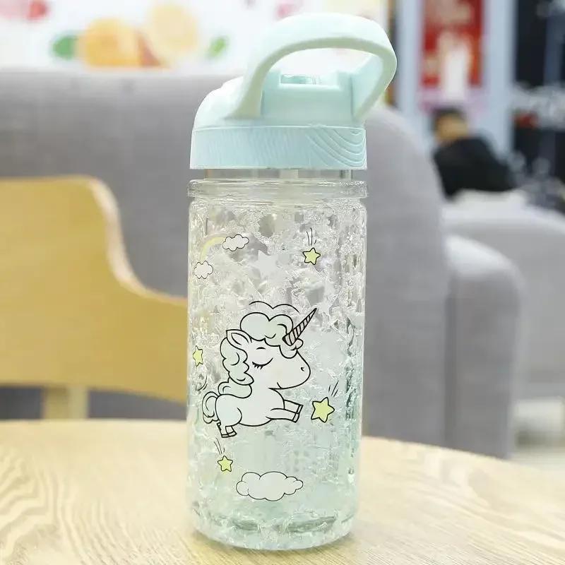 400ml Cartoon Children's Plastic Bottle Double Layered Water Bottle Outdoor Portable Portable Water Cup Sports Water Cup