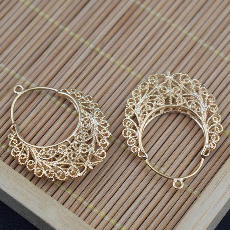 Color-Preserving KC Gold Copper Water Drop Crown Lantern Bell Flower Jewelry Piece