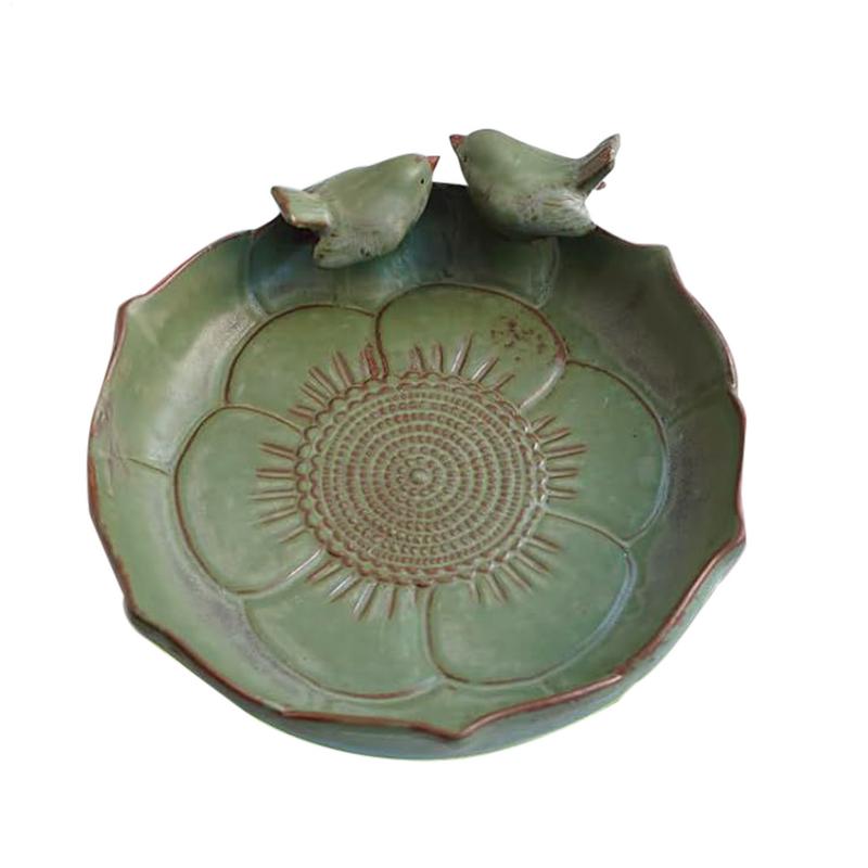 Ceramic Birdbath Bowl Bird Feeder Food Holder Container Bird Feeding Tray for Outdoor Garden Courtyard Decoration Bird Feeder