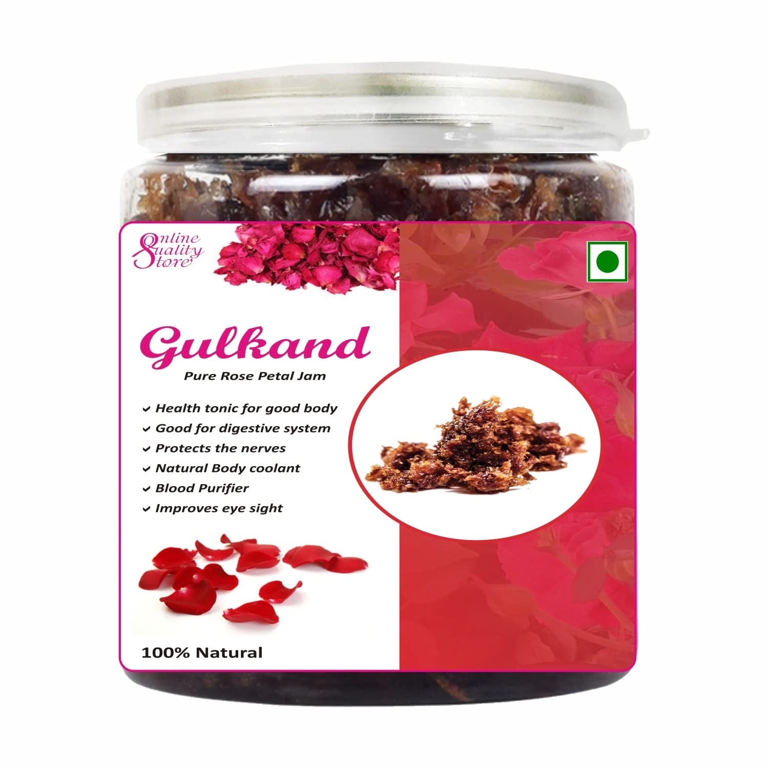 Online Quality Store Natural Gulkand (Rose Petal Jam), 400g | Sun-Cooked Damask Rose Petals & Rock Sugar | Pure Gulkand for Paan