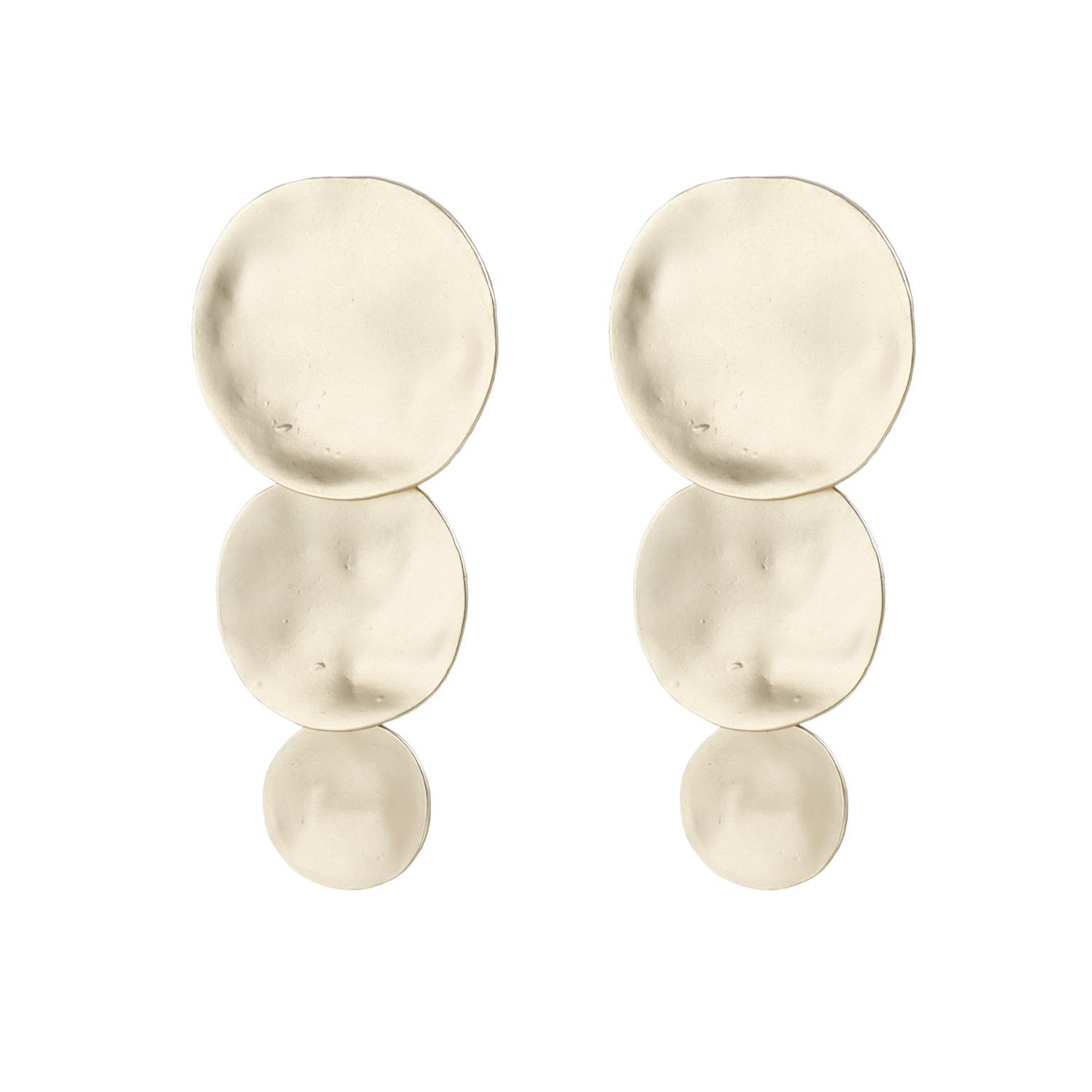 Jewelry geometric disc three-layer hammer stud earrings ins niche design sense daily commuter earrings золотой