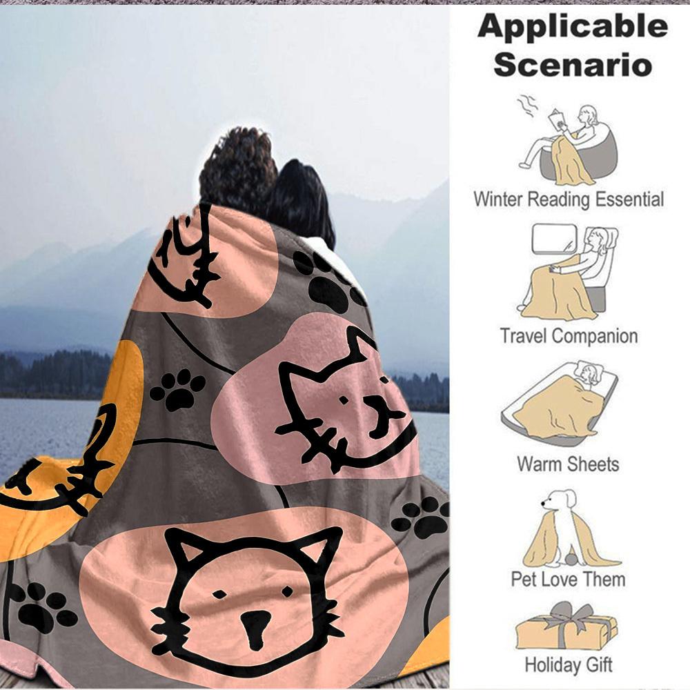 1pc Cat Faces Blanket Warm, Cozy, And Soft, Suitable for Sofas, Beds, Cars, And Office Use.Perfect for Camping And Travel, Making It a Great Gift for