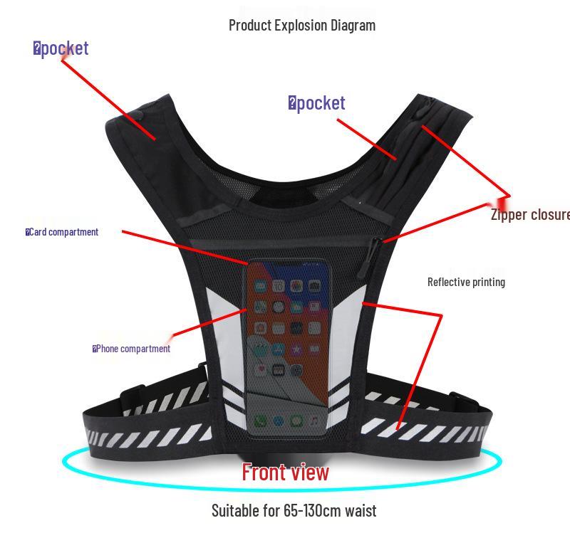 Reflective Sport Backpack: Large Capacity for Cycling, Running, Hiking - Holds Water Bottle & Phone