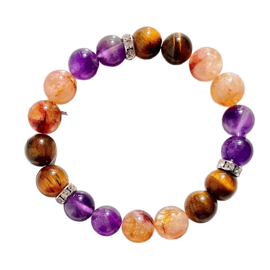 Retro Natürliche Honigmilch Abdeckung Citrin Amethyst Tigerauge Armband Basis Pendlerarmband