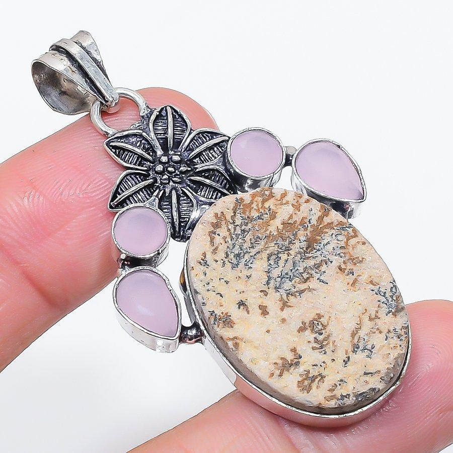 

Psilomelane Dendritic Gemstone 925 Sterling Silver Jewelry Pendant 2.25