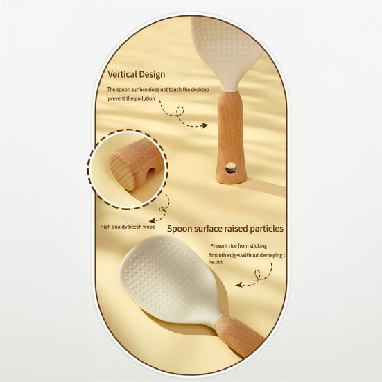 Standing Rice Spoon with Non-Stick Paddle Rice Spatula Spoon Heat Resistant Rice Cooker Spoon Serving Spoon for Grains