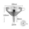 304 Stainless Steel Funnel Metal Wide Mouth Funnel With Strainer Mesh For Cooking Oil Liquid Spice Filter Home Kitchen Gadgets