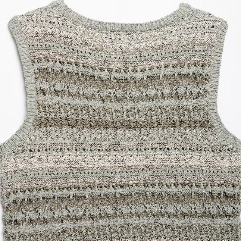 Kaslead New Women Clothes Western Style Fashion Simple Texture Knitted Sleeveless Top 3991009