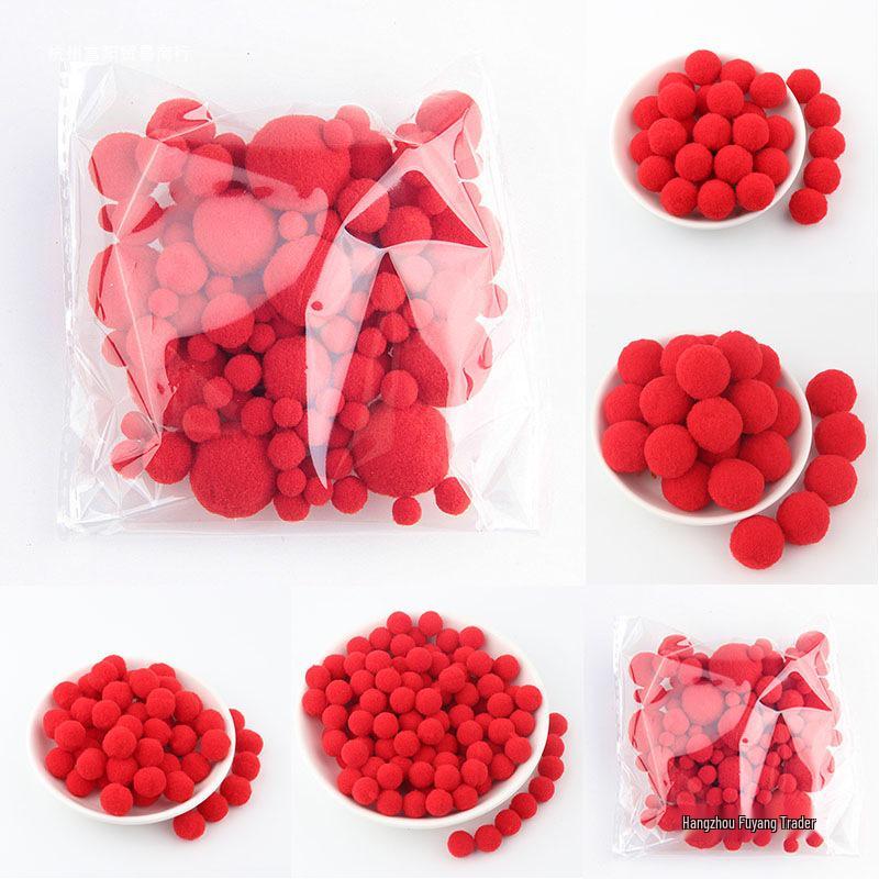 High Elastic Red Santa Pom-Pom Hair Clip for Kids Red 8mm [Pack of 100]