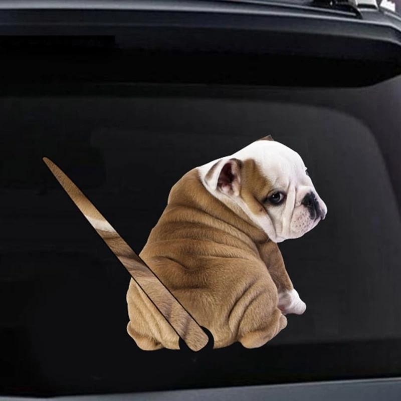 Funny Moving Tail Puppy Dog Car Reflective Stickers Window Wiper Decals Rear Windshield Sticker.