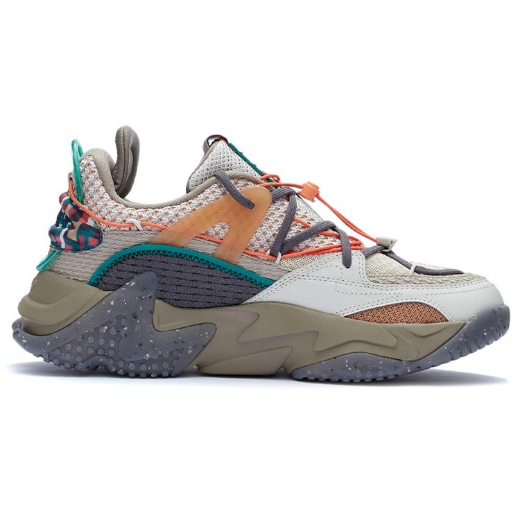 New LINING CF Casual Shoes Men Low Top Pearl White/Road Gray AGLR171-2