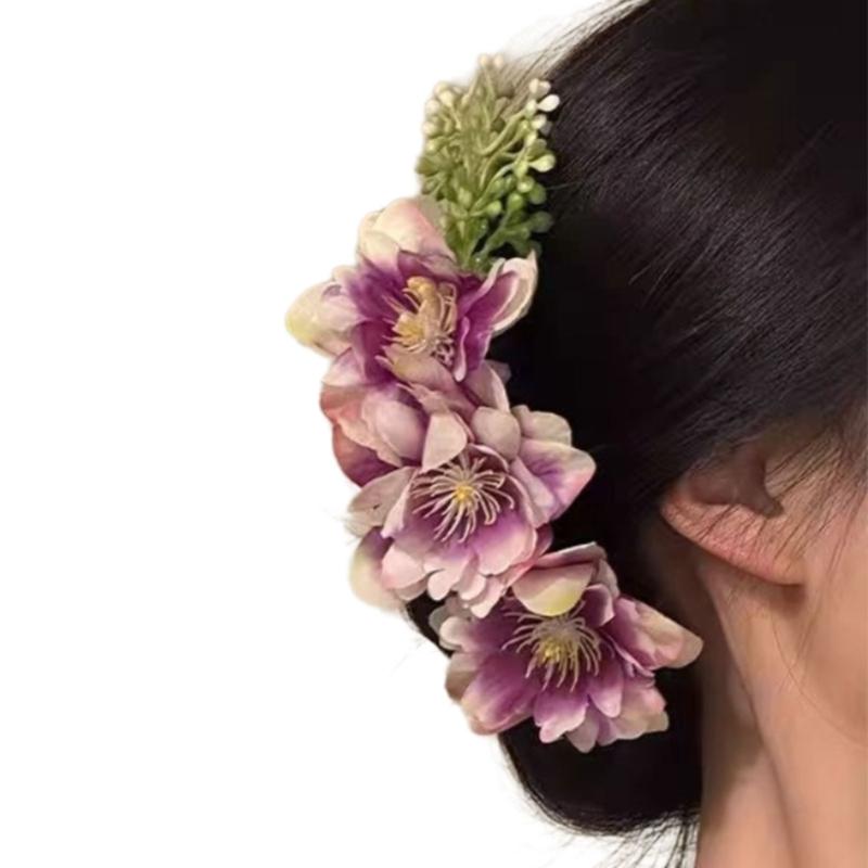 Elegant Blossom Hair Comb For Side Bun Updos Secure Grip Lightweight Plastic Hair Comb Women Accessories