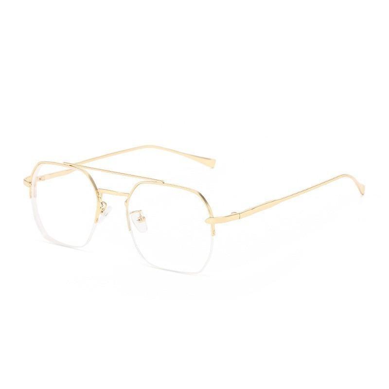 Business Rectangular Half Frame Glasses Pochromic Anti Radiation Eyewear